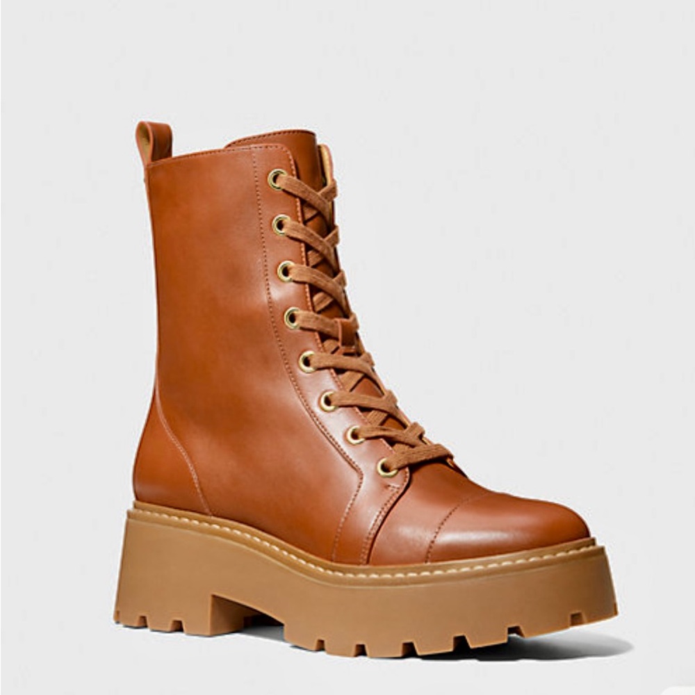 MICHAEL KORS Blake NIB Leather Combat Boots MSRP $225